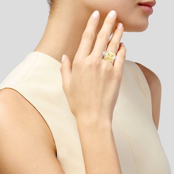 Judith Ripka Canary Crystal & Diamond JR TWO Fontaine Cocktail Ring - 7 - Picture 11 of 11